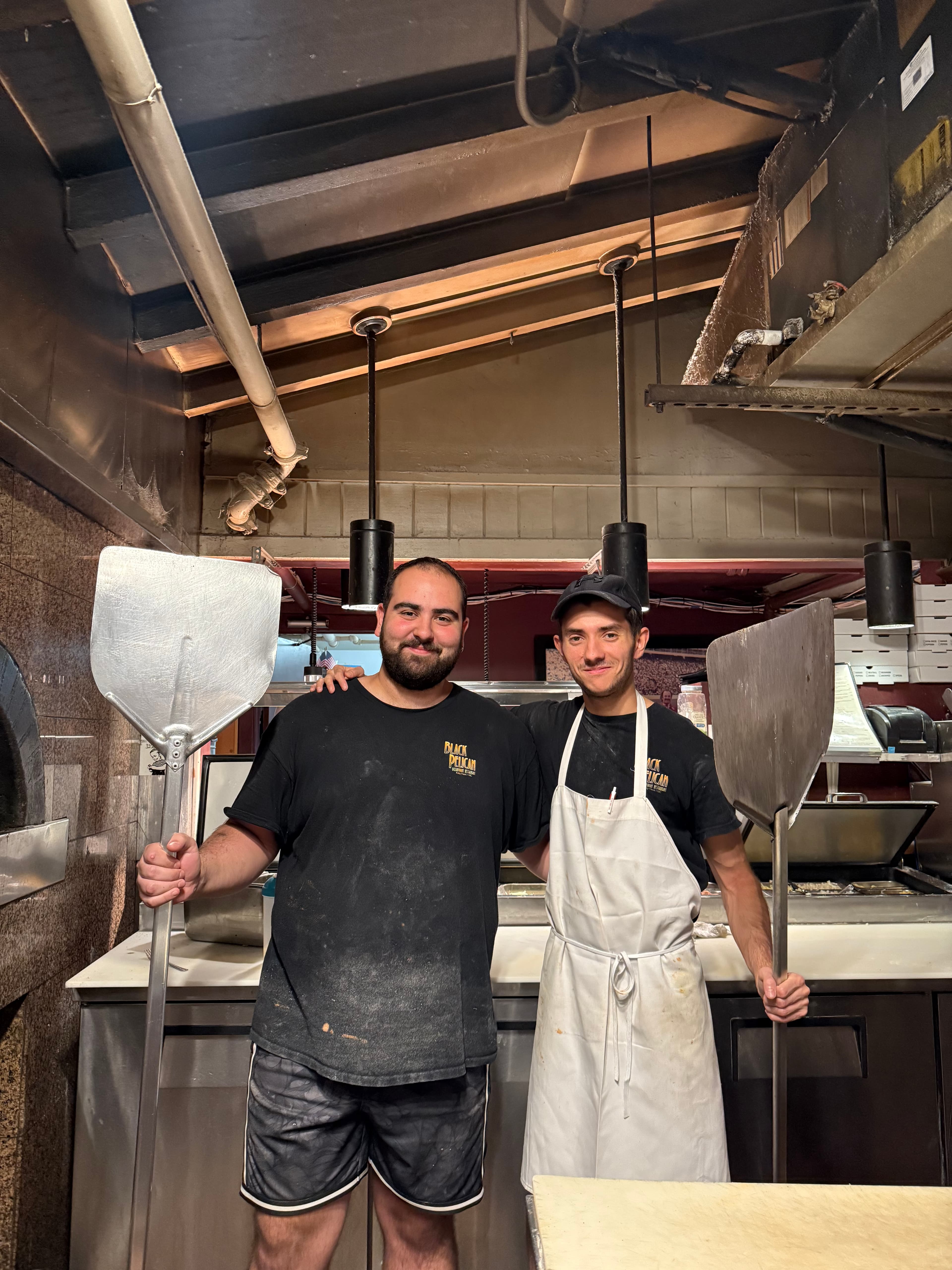 Photo with a friend from pizza station